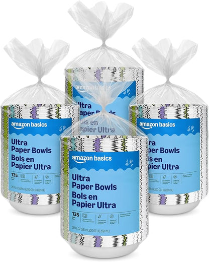 Amazon Basics Ultra Paper Bowls, 20 Oz, Disposable, Packaging May Vary by AmazonBasics