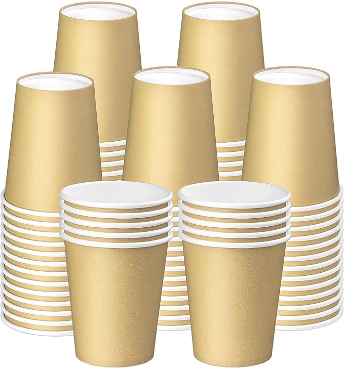 75 Pack 8 oz Disposable Paper Cups, Khaki Paper Coffee Cups | Beverage Drinking by BALDCC