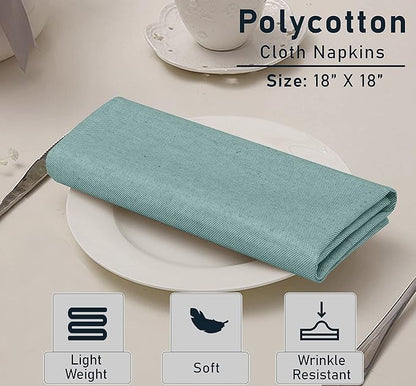 Ruvanti Cloth Napkins Set of 12, 18x18 Reusable Napkins Cloth Washable, Soft & Durable Table Napkin, Poly Cotton Fabric Dinner Napkins for Parties, Christmas, Thanksgiving, Weddings - Teal
