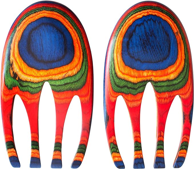 Baltique Marrakesh Salad Hands, Colorful Wood Salad Tongs Alternative | 2-piece by TotallyBamboo