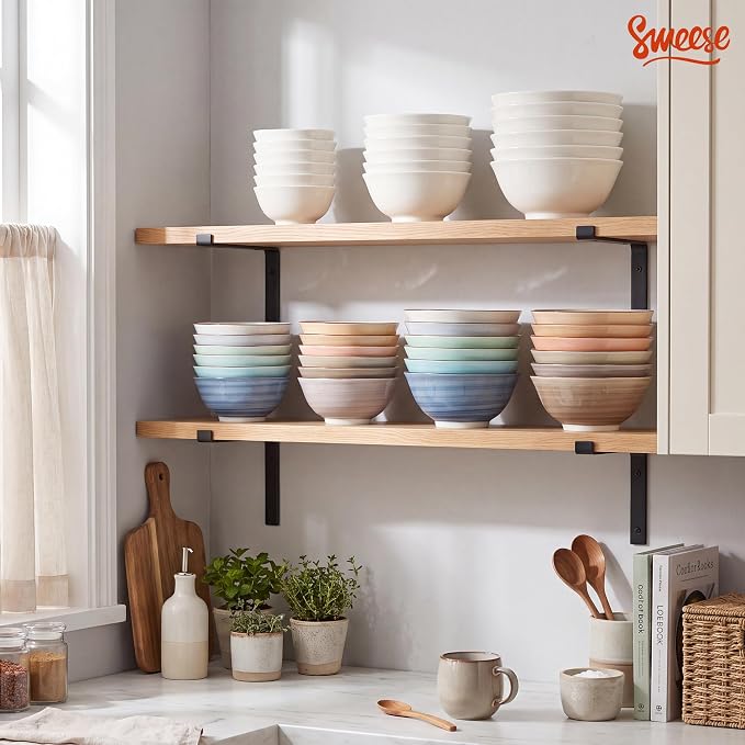 Sweese 10 oz Ceramic Bowls Set of 6, Oatmeal and Snacks, Stackable Small - Image 6