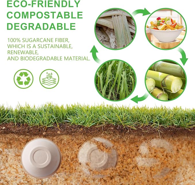 Large Paper Bowls, 40oz Compostable Bowls, 120 Pack Heavy Duty Disposable Bowls - Image 2
