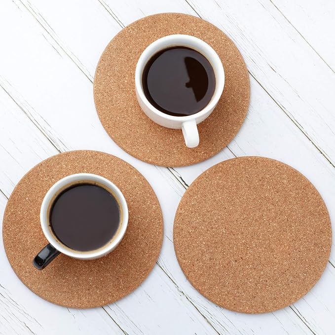 Boao 6 Pcs Round Cork Trivets for Hot Dishes, Hot Pots and Pans, 6 Inch | High - Image 3