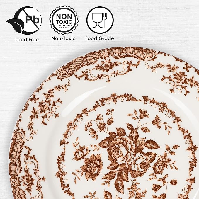 Salad Plates, 8.5 Inch Floral Plate, Microwave Safe, Dessert Porcelain Serving - Image 3