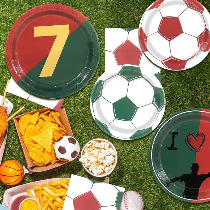 180Pcs Soccer Party Supplies Paper Plates and Napkins Serve 60 | Disposable - Image 6