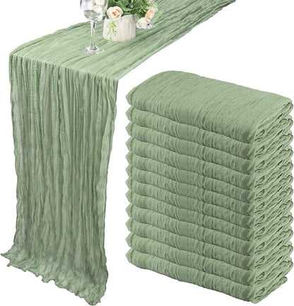 12 Pack 10Ft Cheesecloth Table Runner 35x120 Inch Boho Gauze Table Runner by Fivenl