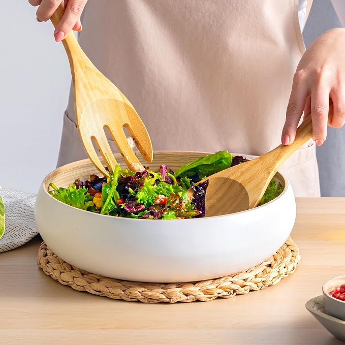 Dehaus® 12" Extra Large Bamboo Salad Servers - Image 3