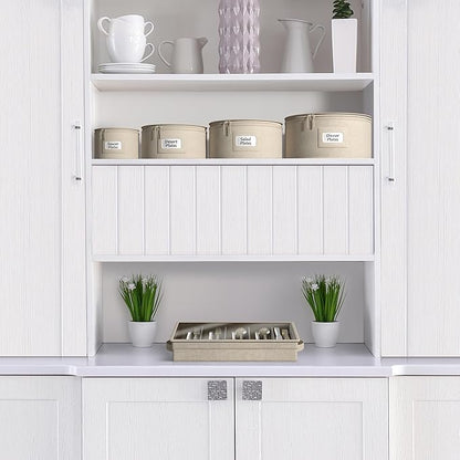 Sorbus China Storage Containers – Dinnerware Organizer for Dinner Plates with Lid (Holds Service for 12) with Felt Protectors – 12" x 6.25"