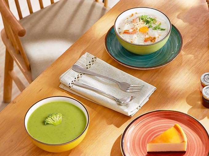 ONEMORE 16 oz Cereal Bowls Set of 4 Soup Bowls Ceramic - Image 4