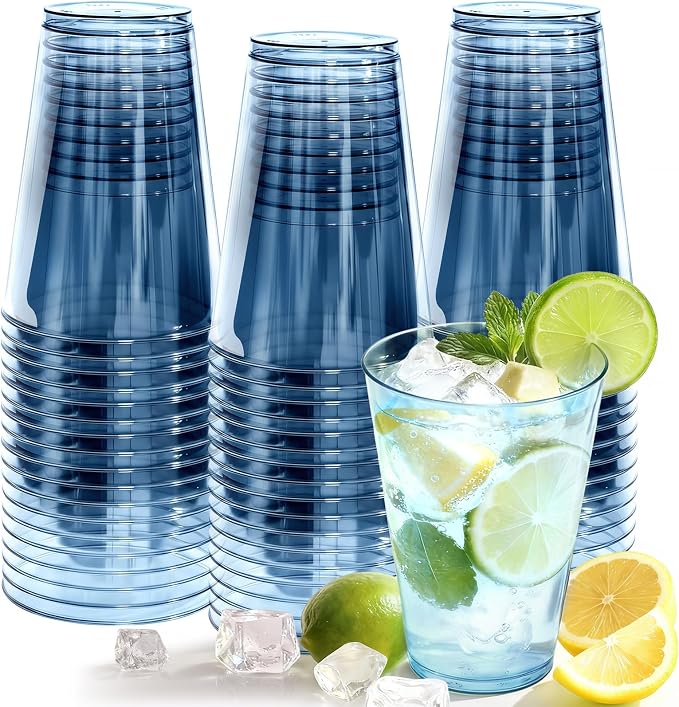 Glowserve 50 Pack 12 oz Blue Disposable Plastic Cups Cocktail Glasses | Cold by glowserve
