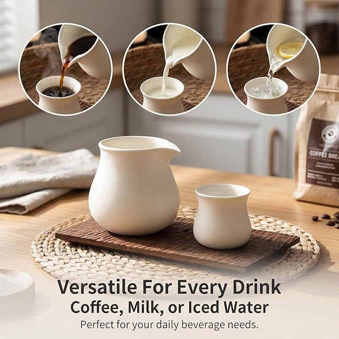 Modern Ceramic Pitcher 18oz, Small Coffee Carafe - Image 2
