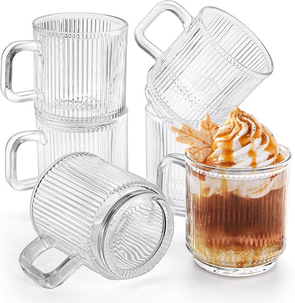Noamus 6 Pack Premium Glass Coffee Mugs by Noamus