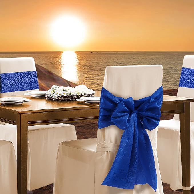 Manyshofu Royal Blue Jacquard Satin Table Runner 12x108 - Image 5