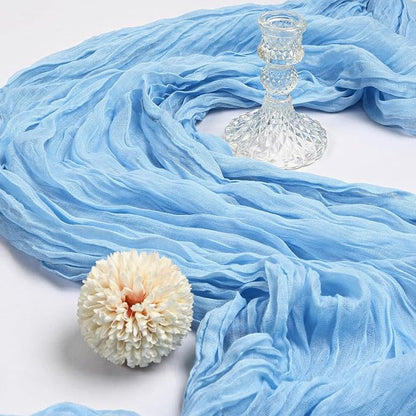 6 Pack 10Ft Baby Blue Cheesecloth Table Runner 23 x 120 Inch | Gauze Rustic - Image 3