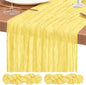 Showgeous 2 Pack Light Yellow Cheesecloth Table Runners Boho Wedding Decor | by Showgeous
