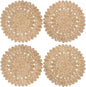 13.8" Round Corn Husk Placemats | Boho Woven Rattan Table Mats | Natural Spring Farmhouse Plate Chargers | Handmade Rustic Wicker Place Mats for Christmas Wedding (Set of 4)