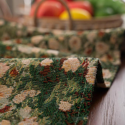Ditsy Floral Botanical Boho Table Runner Green 13 x 71 Inch | Jacquard Vintage - Image 8