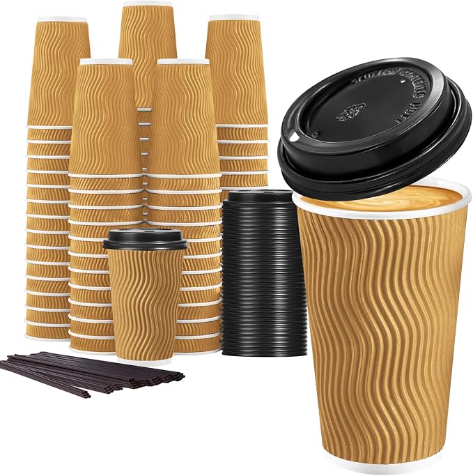 Lamosi 50 Pack 16 oz Disposable Coffee Cups by BuyNow