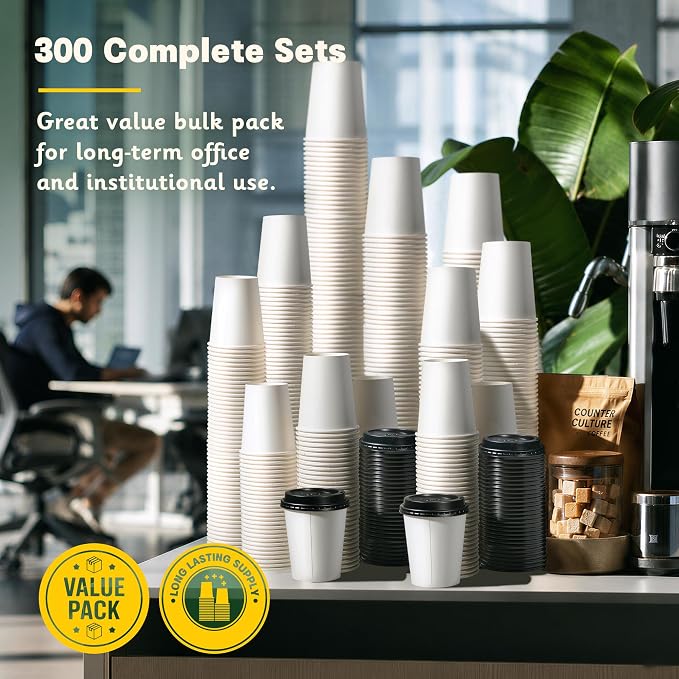 300 Pack 8 oz Paper Coffee Cups - Image 8