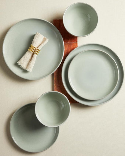 24 Piece Dinnerware Set for 8, Santorini Mist Terracotta Plates and Bowls Sets - Image 4
