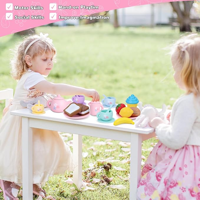 PRE-WORLD Silicone Tea Party Set, Kitchen Role Play Toy - Image 7