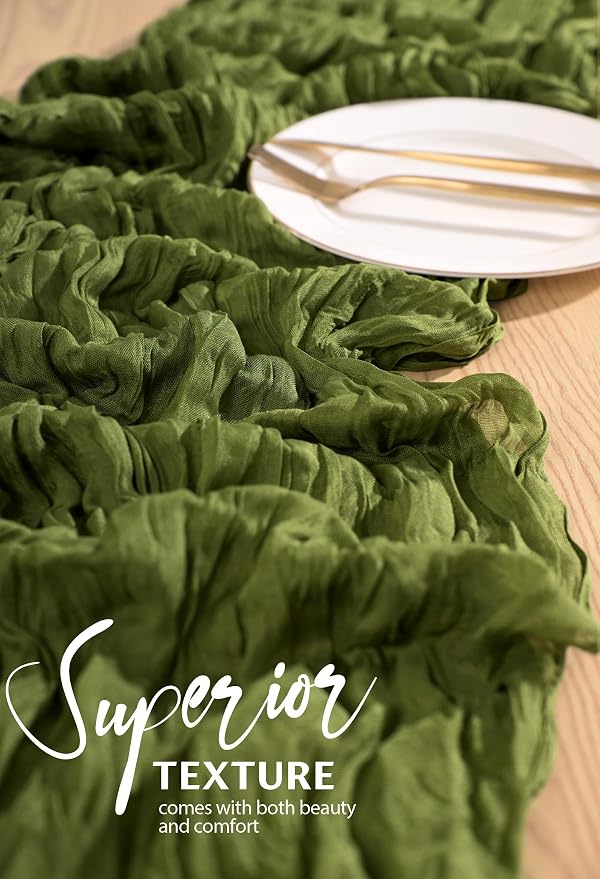 18 Pack Cheesecloth Table Runner 10FT Olive Green Table Runner Boho Gauze - Image 4
