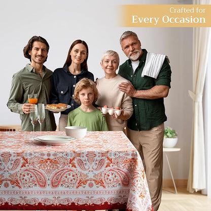 Maison d' Hermine Table Cloth Square Table 100% Cotton 60 x 60 Inches Fall Tablecloth Reusable Everyday Use for Thanksgiving Christmas Decorations Dining Farmhouse Party (Orient)