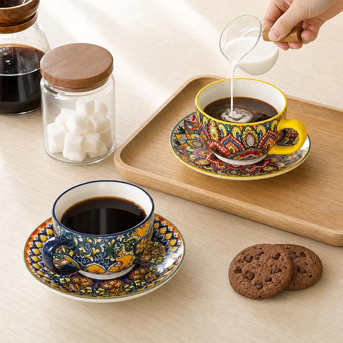 Henten Home Ceramic 8.5 oz Coffee Cups, Latte Cup - Image 3