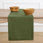 Solino Home Linen Table Runner 48 Inches - 100% Pure Linen Olive Hemstitch Table Runner 14 x 48 Inch Ideal for Dresser and Coffee Tables - Classic Hemstitch - St Patricks Day