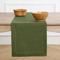 Solino Home 100% Linen Table Runner Olive, Classic Hemstitch 14 x 120 in | by SolinoHome