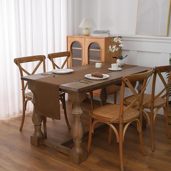Gernaice Solid Color Table Runner, Rustic Cotton Linen Farmhouse Table Runners - Image 2