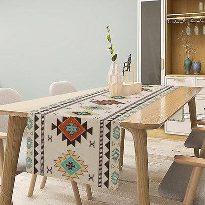 Aztec Southwest Table Runner, Ethnic Style Design Geometric Table Runners Table - Image 2