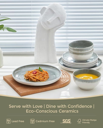 Ceramic Dinnerware Sets for 6, 18 Pieces Stoneware Plates and Bowls Sets - Image 3
