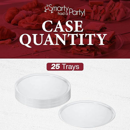 Smarty Had A Party 14 Inch Clear Round Plastic Serving Tray – Elegant Party Platters & Plastic Serving Trays for Catering, Weddings & Buffets, Heavy-Duty Disposable Serving Platters – Set of 25