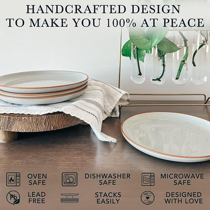 MORA Ceramic Plates Set, 7.8 in - Set of 6 - The Dessert, Salad, Appetizer, Small Dinner etc Plate. Microwave, Oven, and Dishwasher Safe, Scratch Resistant. Kitchen Porcelain Dish - Earl Grey