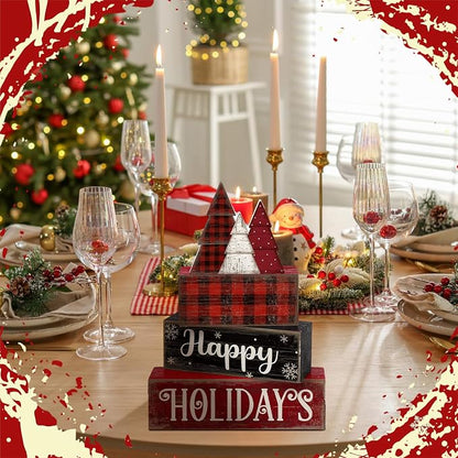 Moucuny 4 Pcs Christmas Table Decor Wooden Tree Decoration Christmas - Image 4