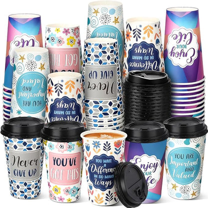 50 Pack 16 oz Disposable Coffee Cups by Ovveroche