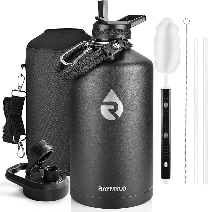 RAYMYLO One Gallon Water Bottle Insulated 128 oz, Stainless Steel | Triple by RAYMYLO