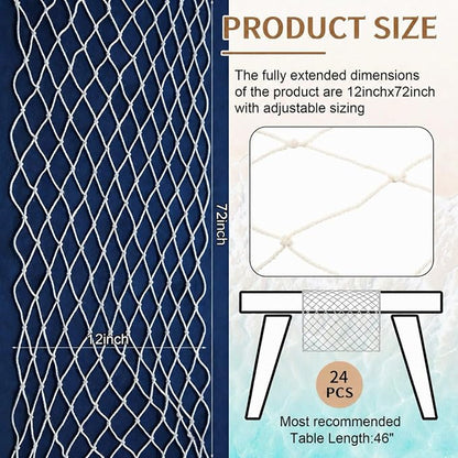 SATINIOR 24 Pcs 12 x 72'' Fishing Net Table Runner Party Decoration, Natural | - Image 2