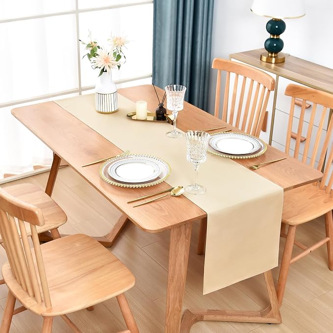 Farmhouse Beige Table Runner Dining Table Runners 60 Inches Long Coffee Table - Image 2