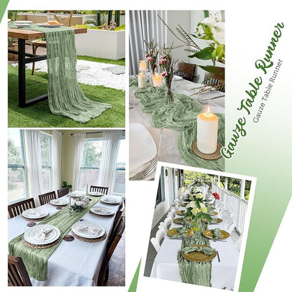 16 Pack Sage Green Cheesecloth Table Runners 20x120 Inch Gauze Table Runner - Image 5