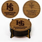 LazerEdge Hampden Sydney Tigers Wooden Coaster Set - Cherry Wood - Officially Licensed Product - 4-Pack