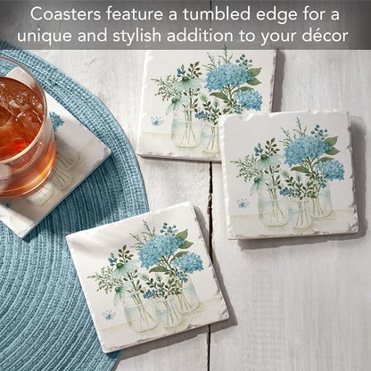 Thirstystone Mason Jar Florals 4 Pack Absorbent Tumbled Tile Stone Coasters | - Image 2