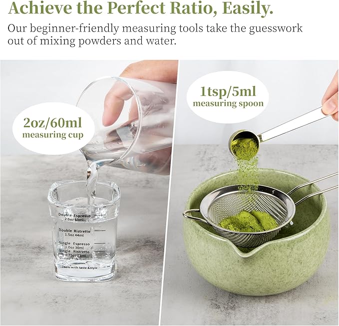 YIBO Matcha Whisk Set With Bowl, Ceramic Matcha Making Kit Includes Bamboo Whisk - Image 3