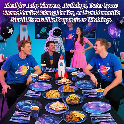 450 Pcs Space Galaxy Tableware Set Decorations, Serves 50 | Starry Paper Plates - Image 4