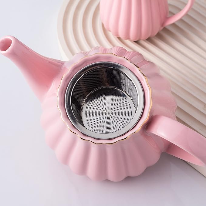 Jusalpha Porcelain Tea Set- 8 OZ Coffee/Teacup, Cup Holder, Serve of 6- - Image 4