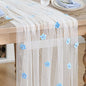 Artoid Mode Blue Flower Pearl White Gauze Table Runner 10FT, Seasonal Sheer by ArtoidMode