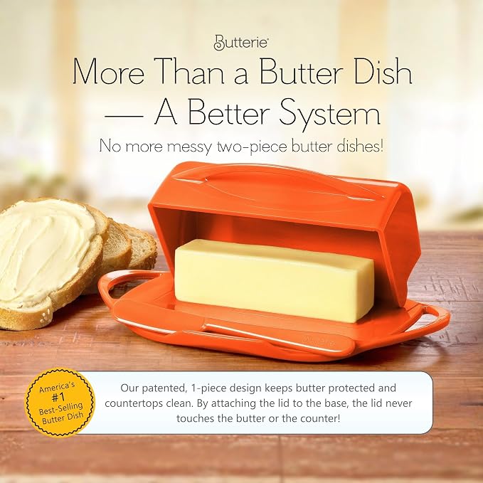 Flip Top Butter Dish with Attached Lid & Matching Knife, 2 Pack - Image 2