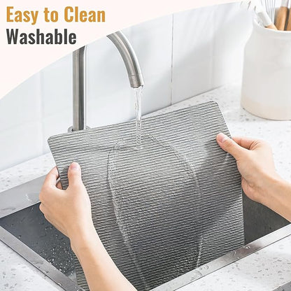 Jovono Faux Leather Placemats Set of 6, Waterproof Washable Table Mats, Easy-Clean Heat Resistant Kitchen Vinyl Place Mat for Dining Table, Restaurant, Indoor, 17.8"x11.8", Light Gray
