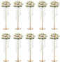 Nuptio Gold Crystal Flower Vases for Weddings, 10 Pcs 35.4in Tall, Elegant Decorations